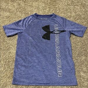 Under Armour Heathered Blue Tee with Black Logo